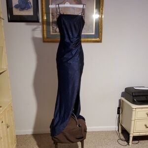 Elegant Sparkling Navy Blue Evening Gown